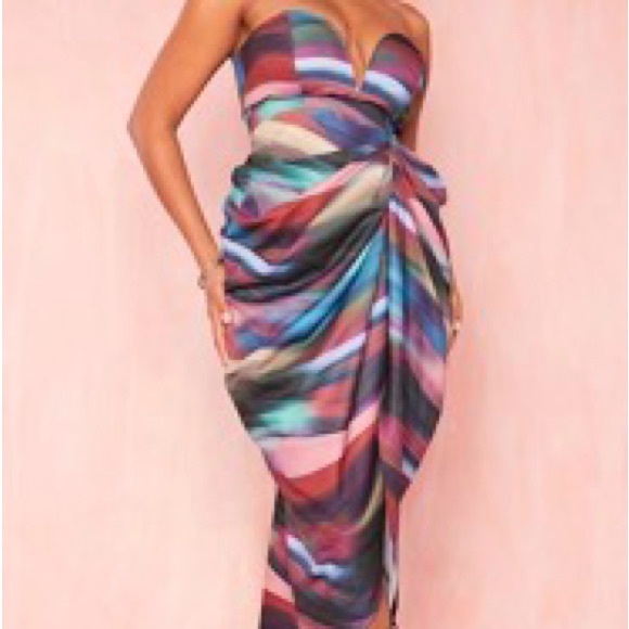 PrettyLittleThing Multicolor Strapless Dress - Picture 1 of 2